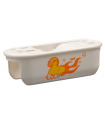 White Bathtub with Yellow and Orange Flaming Rubber Duck with Bubbles Pattern