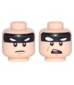 Light Nougat Minifigure, Head Dual Sided Black Headband with Squinted Batman Eyes, Stern / Open Mouth Angry Patter