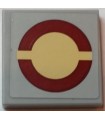Light Bluish Gray Tile 2 x 2 with Dark Red SW Semicircles on Tan Circle on Light Bluish Gray Background (Sticker) - Set 75038