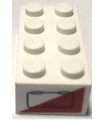 White Brick 2 x 4 with Cargo Door on Red and White Triangles Pattern on Both Ends (Stickers) - Set 60183