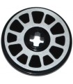 Black Technic, Disk 3 x 3 with Silver Rim with 12 Spokes Pattern (Sticker) - Set 42047
