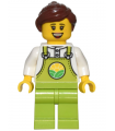 Farmer - Female, Lime Overalls over White Shirt, Lime Legs, Reddish Brown Hair, Freckles