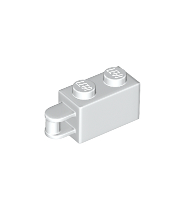 White Brick, Modified 1 x 2 with Bar Handle on End - Bar Flush with Edge