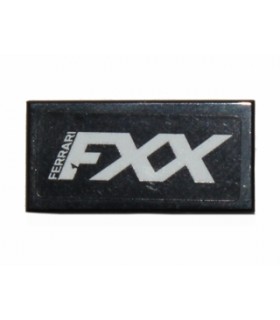 Black Tile 1 x 2 with Groove with White 'FERRARI FXX' Pattern (Sticker) - Set 30195