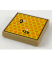 Dark Tan Tile 2 x 2 with Groove with Beehive Frame and 2 Bees Pattern
