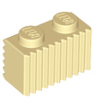 Tan Brick, Modified 1 x 2 with Grille / Fluted Profile