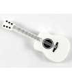 White Minifigure, Utensil Guitar Acoustic with Silver Strings, Black Tuning Knobs Pattern