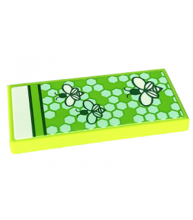 Lime Tile 2 x 4 with Blanket with Bees and Light Aqua Honeycomb, White Bedsheet Pattern (Sticker) - Set 41703