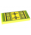 Lime Tile 2 x 4 with Yellow Rug with Fringe, Dark Blue Bees, Stripes, and Geometric Pattern (Sticker) - Set 41703