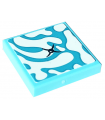 Medium Azure Tile 2 x 2 with Groove with Cushion with Light Aqua Splotches and Black Button Pattern (Sticker) - Set 41703