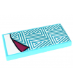 Medium Azure Tile 2 x 4 with Blanket with Light Aqua Spiral Triangles, White Bedsheet Pattern (Sticker) - Set 41703