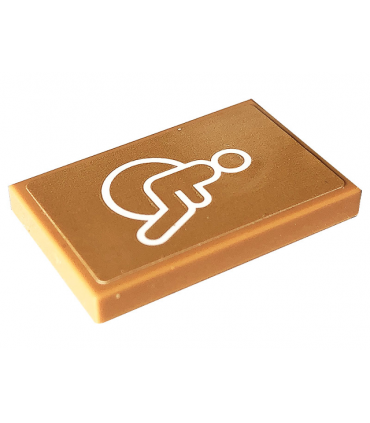 Medium Nougat Tile 2 x 3 with Person in Wheelchair Handicapped Symbol Pattern (Sticker) - Set 41703