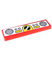 Red Tile 1 x 4 with CD Player, Buttons, and Speakers on White Background Pattern (Sticker) - Set 41703
