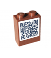 Reddish Brown Brick 1 x 2 x 2 with Inside Stud Holder with QR Code on White Background Pattern (Sticker) - Set 41703