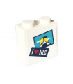 White Brick, Modified 1 x 2 x 1 2/3 Studs on Side with 'I Heart HLC' and Medium Azure Postcard (Sticker) - Set 41703