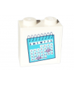 White Brick, Modified 1 x 2 x 1 2/3 with Studs on Side with Medium Azure Calendar Pattern (Sticker) - Set 41703