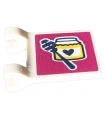 White Flag 2 x 2  with Flared Edge with Honey Dipper and Jar with Heart on Magenta Background Pattern (Sticker) - Set 41703