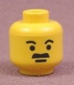 Yellow Minifig, Head Moustache Thick Flat and Short Eyebrows Pattern