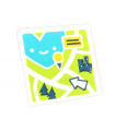 White Road Sign 2 x 2 with Open O Clip with Lime Map with Arrow, Trees, Buildings (Sticker) - Set 41703