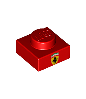 Red Plate 1 x 1 with Ferrari Emblem Pattern