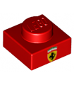 Red Plate 1 x 1 with Ferrari Emblem Pattern