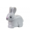 Light Bluish Gray Bunny / Rabbit with Black Eyes and Mouth and Bright Pink Nose Pattern