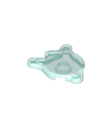 Trans-Light Blue Tile, Round 2 x 2 Splat with Side Extensions