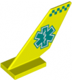 Neon Yellow Tail Shuttle with Dark Turquoise EMT Star of Life and Checkered Stripe Pattern on Both Sides
