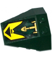 Dark Green Wedge 4 x 4 Triple with Stud Notches with Black Triangle on Yellow Background and Gold Hydraulic Cylinder Pattern
