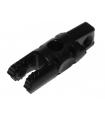Black Hinge Cylinder 1 x 3 Locking with 1 Finger and 2 Fingers on Ends, 7 Teeth, with Hole