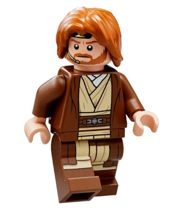 Obi-Wan Kenobi - Reddish Brown Robe, Dark Orange Mid-Length Tousled with Center Part Hair