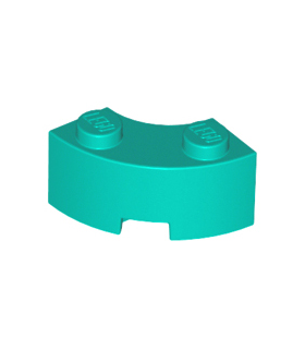 Dark Turquoise Brick, Round Corner 2 x 2 Macaroni with Stud Notch and Reinforced Underside