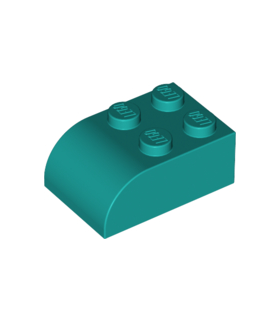 Dark Turquoise Slope, Curved 3 x 2 x 1 with Four Studs