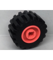 Coral Wheel 11mm D. x 12mm Wheels Holder Pin with Black Tire Offset Tread Small Wide, Band Around Center of Tread