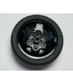 Black Wheel 43.2mm D. x 26mm Technic Racing Small, 6 Pin Holes with Black Tire 56 x 28 ZR Street (56908 / 41897)