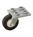 Light Bluish Gray Plate, Modified 2 x 2 Thin with Plane Single Wheel Holder and White Wheel with Black Tire (2415 / 3464 / 3139)