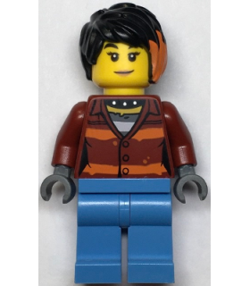 Police Crook, Female - Daisy Kaboom Dark Red Torso with Orange Stripes. and Bright Light Blue Legs