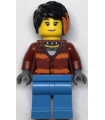 Police Crook, Female - Daisy Kaboom Dark Red Torso with Orange Stripes. and Bright Light Blue Legs