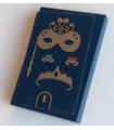 Dark Blue Tile 2 x 3 with Gold Mask, Rings and Tiara Pattern (Sticker) - Set 41344