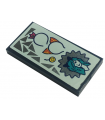 Dark Blue Tile 2 x 4 with Crown Headband, Girl with Cat Ears Headband, Silver Triangles on Light Aqua Background(Sticker)