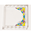 Trans-Clear Panel 1 x 6 x 5 with Dark Turquoise, Magenta, and Bright Light Orange Triangles Pattern Model Left Side