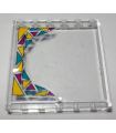 Trans-Clear Panel 1 x 6 x 5 with Dark Turquoise, Magenta, and Bright Light Orange Triangles Pattern Model Right Side