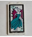 White Brick 1 x 2 x 3 with Woman Wearing Dark Turquoise Dress and Magenta Wings, Mirrored Border Pattern (Sticker) - Set 41344