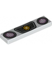 White Tile 1 x 4 with Bright Pink Headlights and Silver Grille with Bright Light Orange Flower Pattern
