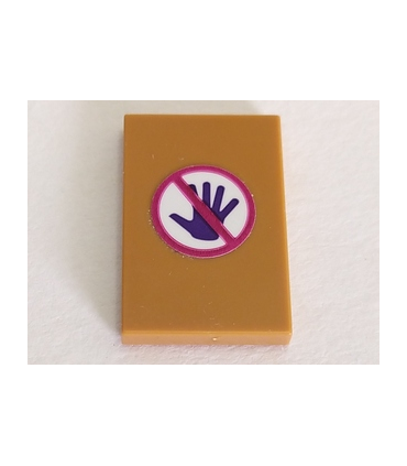 Medium Nougat Tile 2 x 3 with Dark Purple Hand and Magenta Do Not Touch Pattern (Sticker) - Set 41335