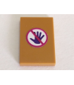Medium Nougat Tile 2 x 3 with Dark Purple Hand and Magenta Do Not Touch Pattern (Sticker) - Set 41335