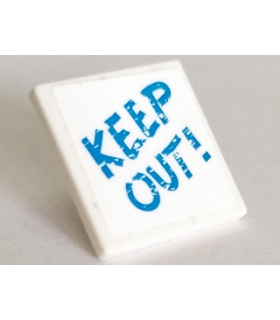 White Road Sign 2 x 2 Square with Open O Clip with 'KEEP OUT!' Pattern (Sticker) - Set 41335