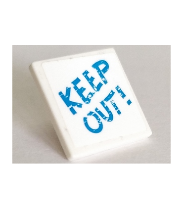 White Road Sign 2 x 2 Square with Open O Clip with 'KEEP OUT!' Pattern (Sticker) - Set 41335