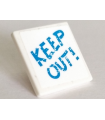White Road Sign 2 x 2 Square with Open O Clip with 'KEEP OUT!' Pattern (Sticker) - Set 41335