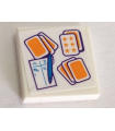 White Tile 2 x 2 with Groove with Playing Cards, Pen and Scorecard Pattern (Sticker) - Set 41335